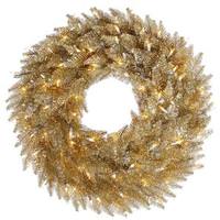 Vickerman 24" Artificial Champagne Wreath 50 Clear Lights